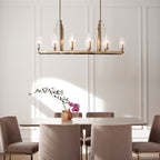 Quintiesse Kimrose 10 Light Linear Chandelier in Brushed Natural Brass
