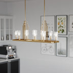 Quintiesse Kimrose 10 Light Linear Chandelier in Brushed Natural Brass