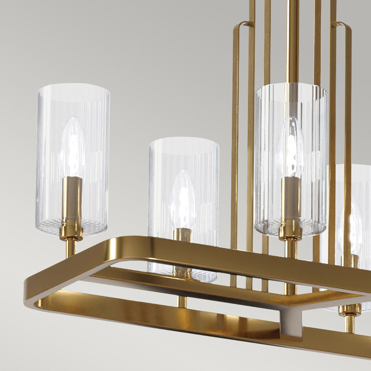 Quintiesse Kimrose 10 Light Linear Chandelier in Brushed Natural Brass