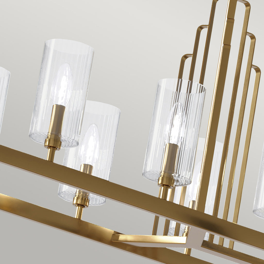Quintiesse Kimrose 10 Light Linear Chandelier in Brushed Natural Brass