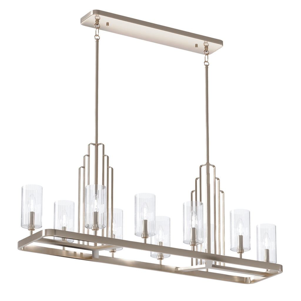 Quintiesse Kimrose 10 Light Linear Chandelier in Polished Nickel