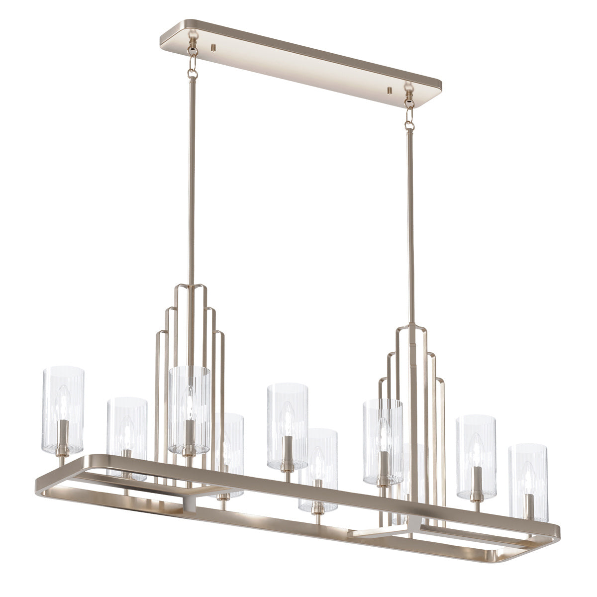 Quintiesse Kimrose 10 Light Linear Chandelier in Polished Nickel
