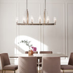 Quintiesse Kimrose 10 Light Linear Chandelier in Polished Nickel