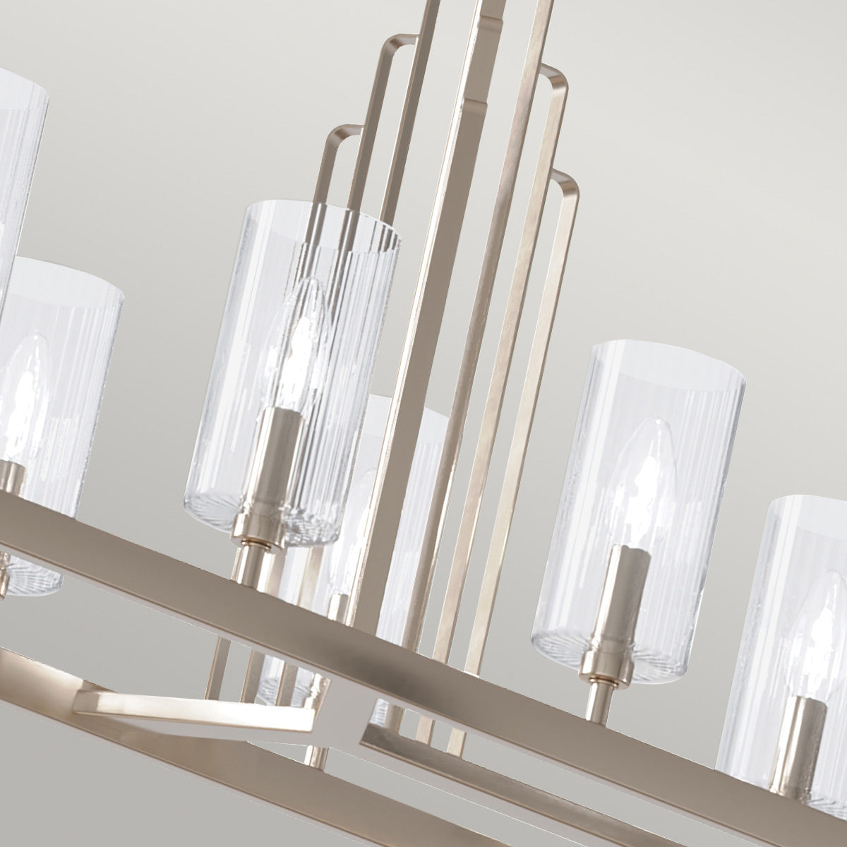 Quintiesse Kimrose 10 Light Linear Chandelier in Polished Nickel
