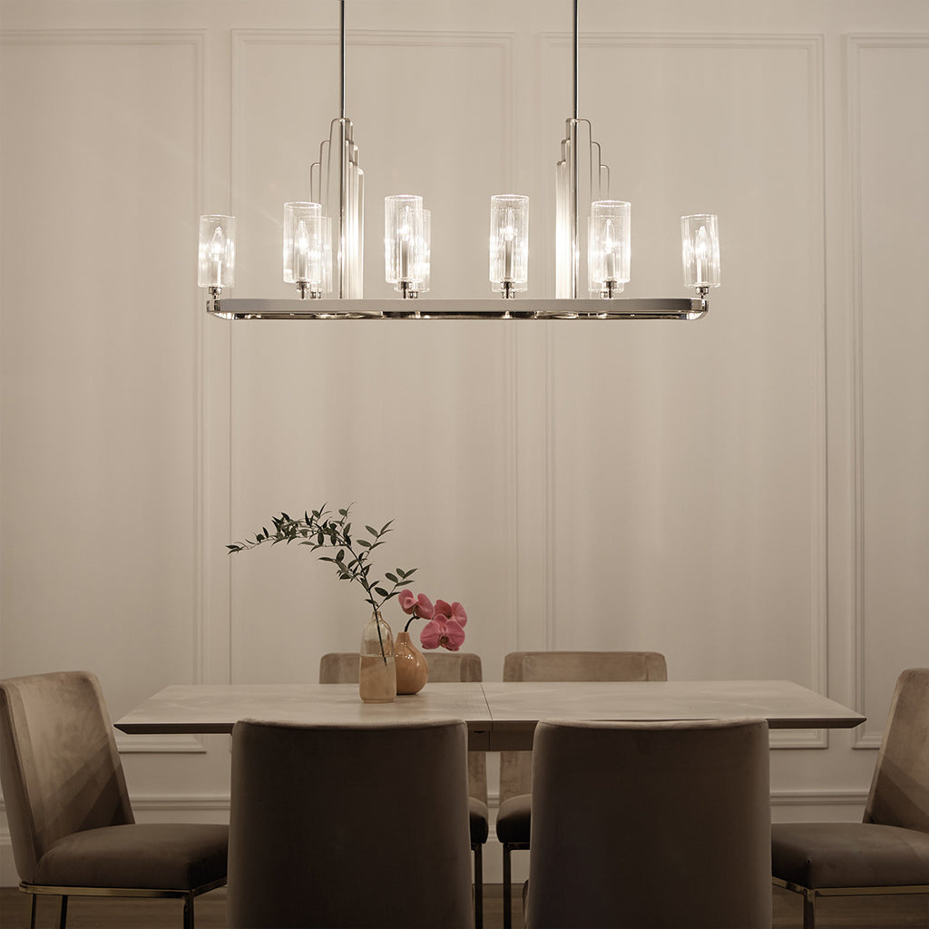 Quintiesse Kimrose 10 Light Linear Chandelier in Polished Nickel