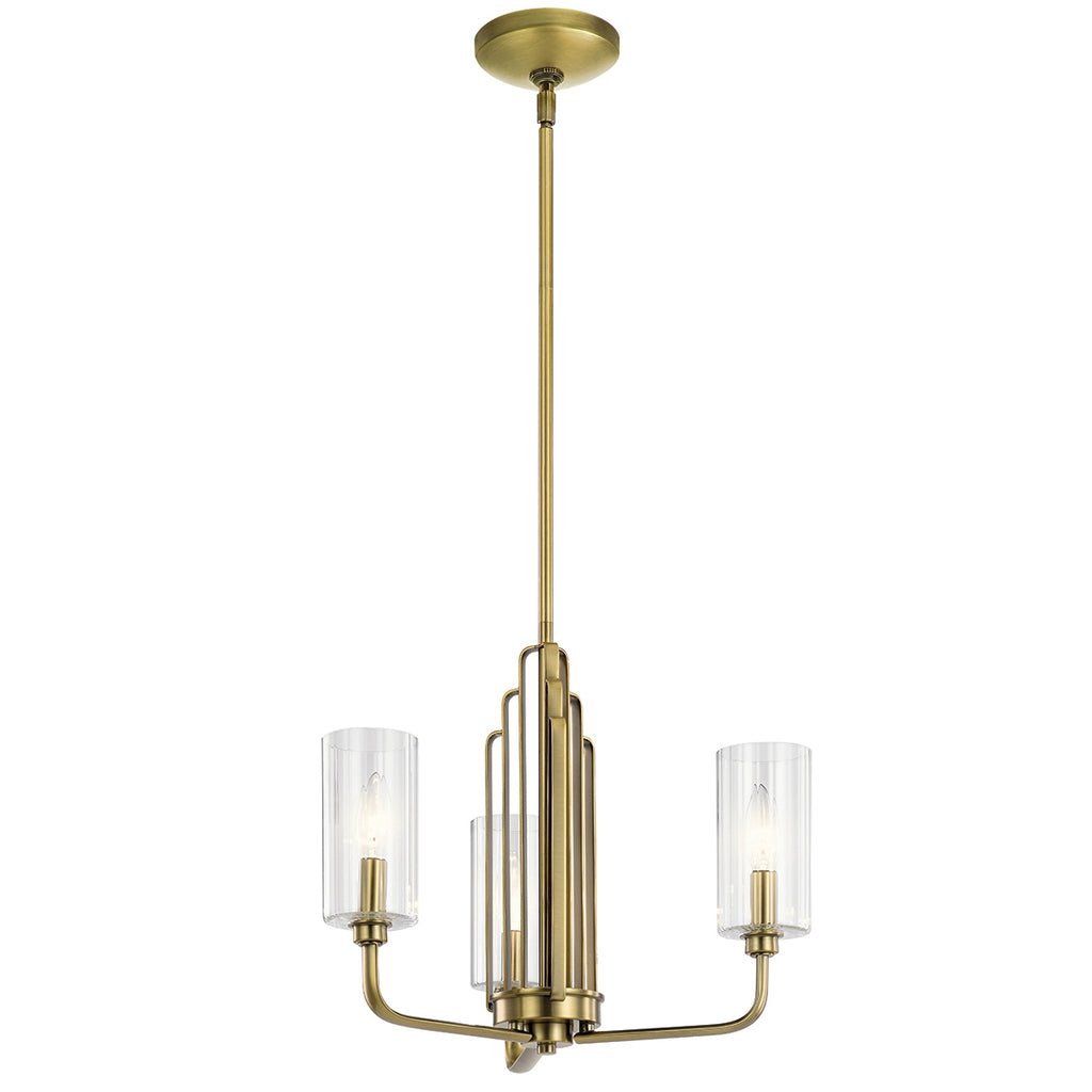 Quintiesse Kimrose 3 Light Chandelier in Brushed Natural Brass