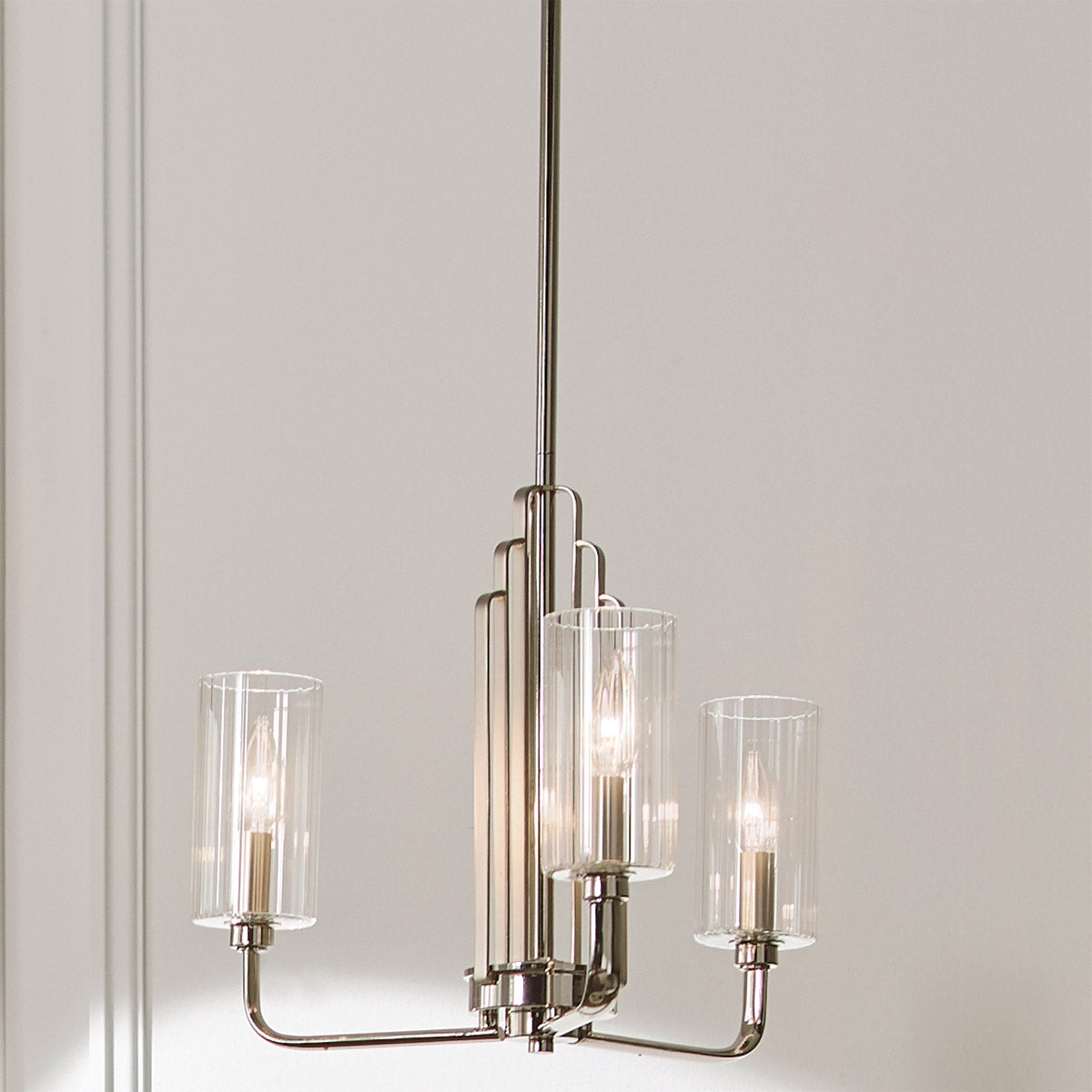 Quintiesse Kimrose 3 Light Chandelier in Polished Nickel