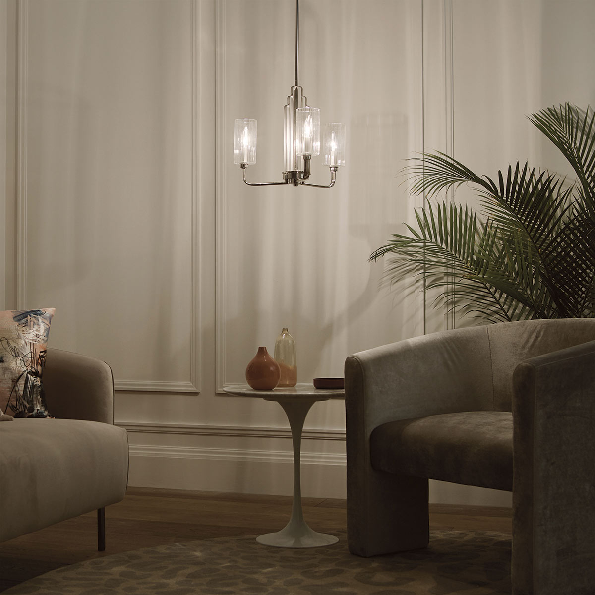 Quintiesse Kimrose 3 Light Chandelier in Polished Nickel