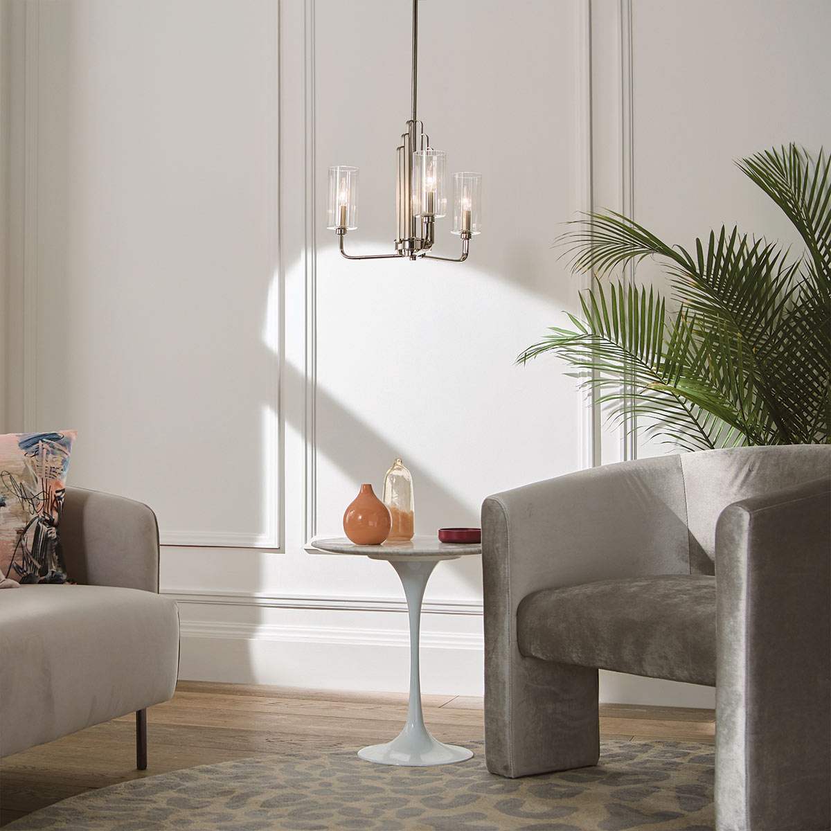 Quintiesse Kimrose 3 Light Chandelier in Polished Nickel