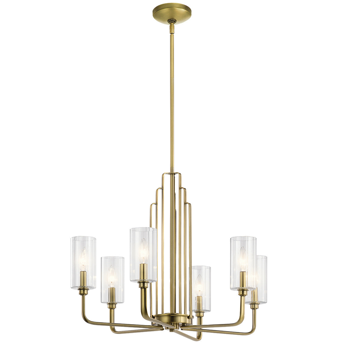 Quintiesse Kimrose 6 Light Chandelier in Brushed Natural Brass