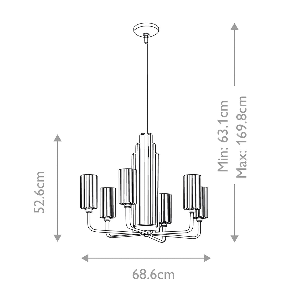 Quintiesse Kimrose 6 Light Chandelier in Brushed Natural Brass