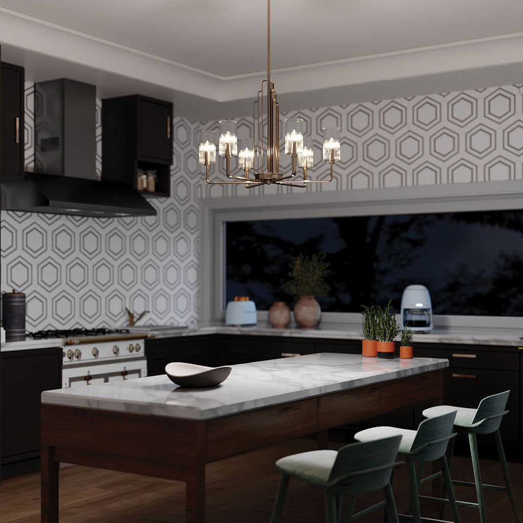 Quintiesse Kimrose 6 Light Chandelier in Polished Nickel