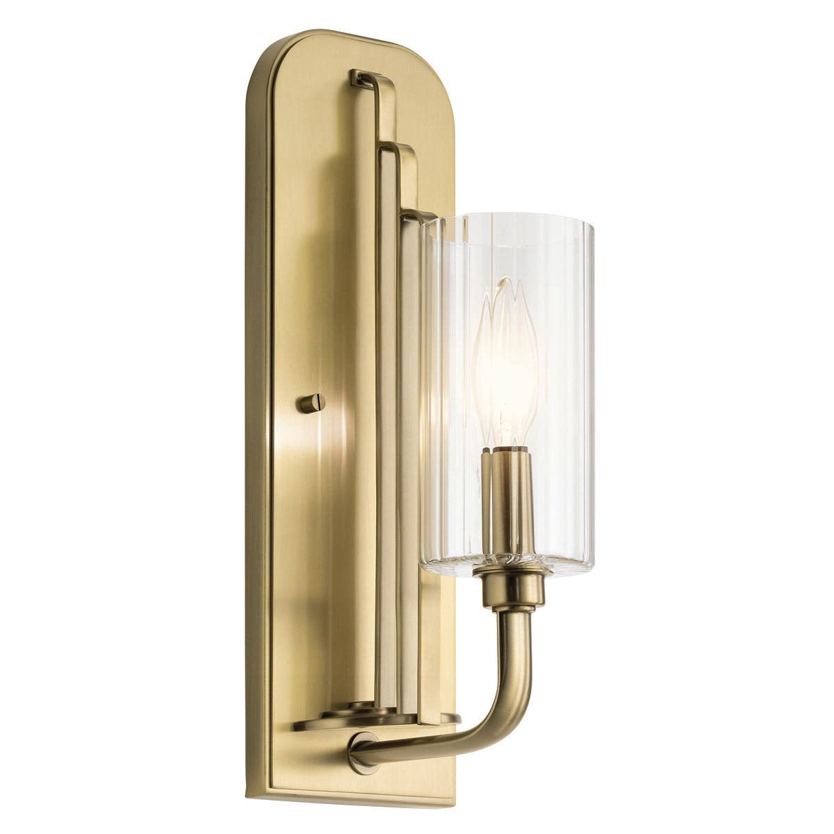 Quintiesse Kimrose Wall Light Brushed Natural Brass Clear Glass Shade