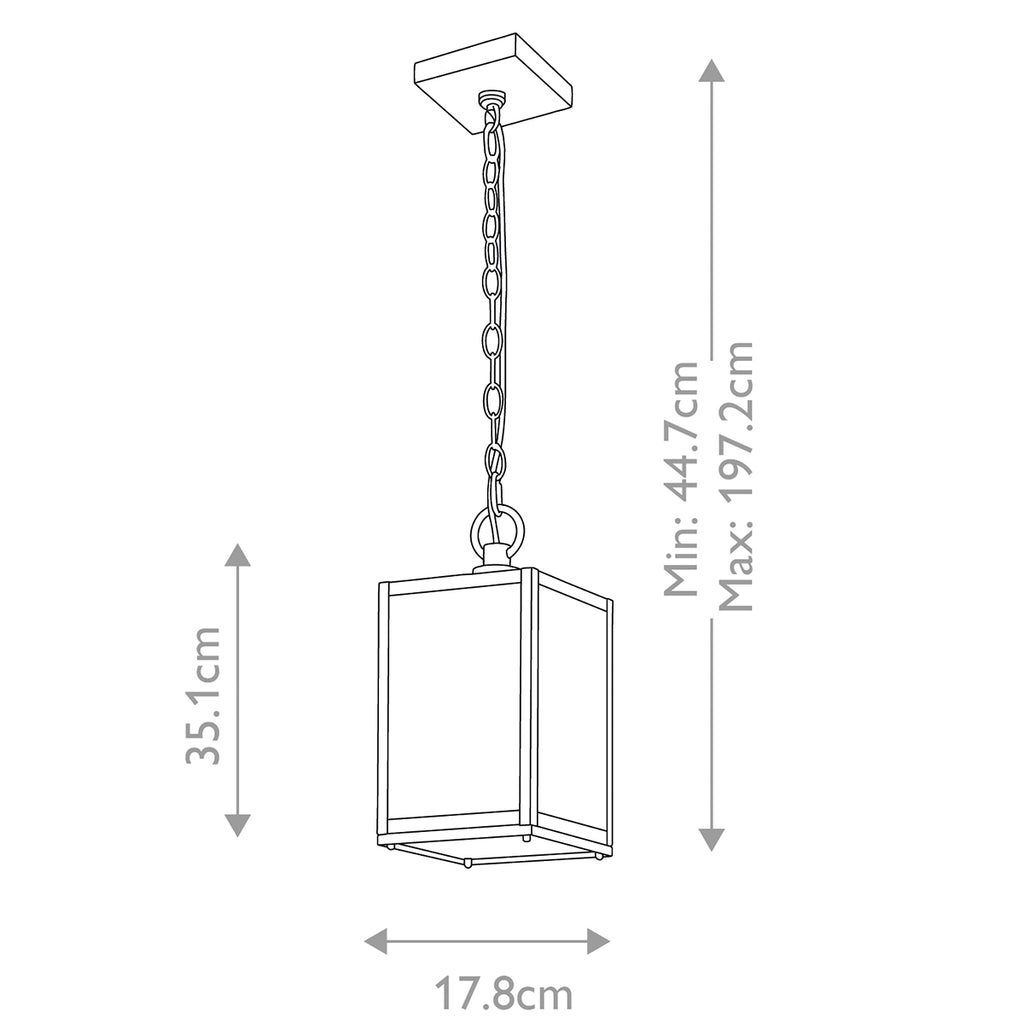 Quintiesse Lahden Outdoor Chain Lantern in Weathered Zinc
