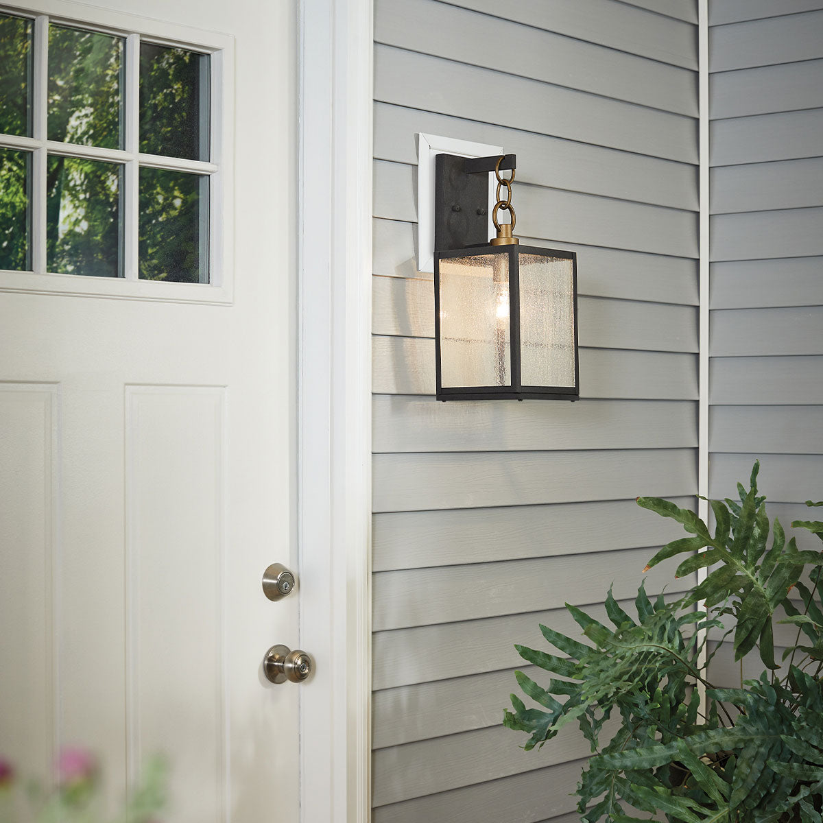 Quintiesse Lahden Outdoor Medium Wall Lantern in Weathered Zinc