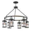 Quintiesse Lakehouse Outdoor 6 Light Outdoor Chandelier in Aged Zinc with Driftwood Grey