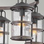 Quintiesse Lakehouse Outdoor 6 Light Outdoor Chandelier in Aged Zinc with Driftwood Grey