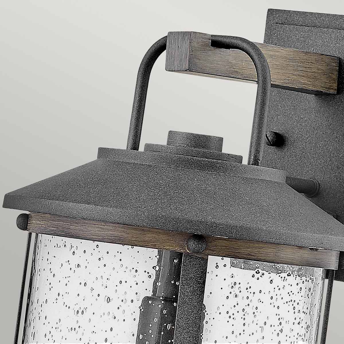 Quintiesse Lakehouse Outdoor Medium Wall Lantern in Aged Zinc with Driftwood Grey