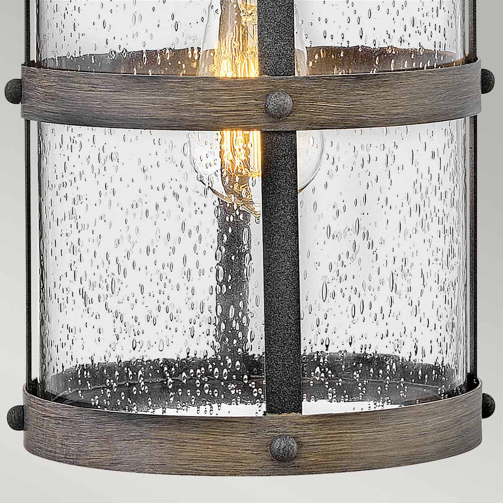 Quintiesse Lakehouse Outdoor Medium Wall Lantern in Aged Zinc with Driftwood Grey