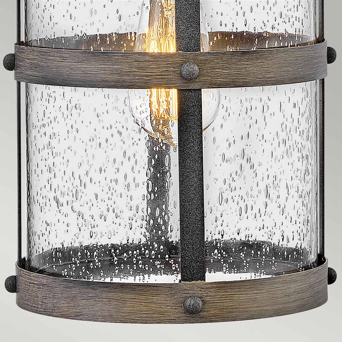 Quintiesse Lakehouse Outdoor Medium Wall Lantern in Aged Zinc with Driftwood Grey
