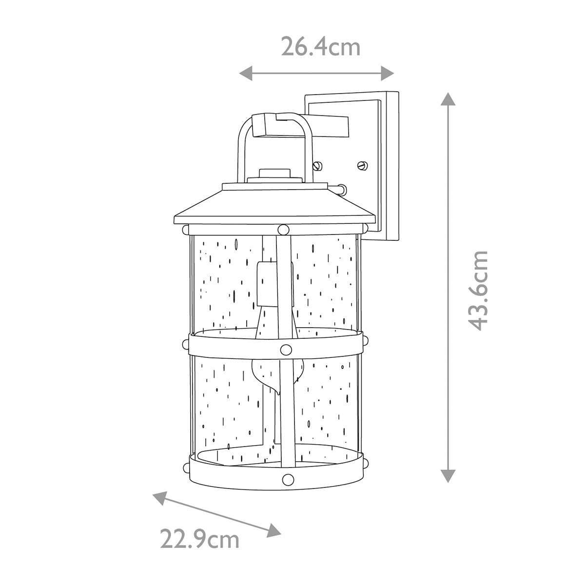 Quintiesse Lakehouse Outdoor Medium Wall Lantern in Aged Zinc with Driftwood Grey