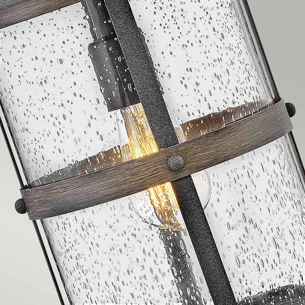 Quintiesse Lakehouse Outdoor Medium Wall Lantern in Aged Zinc with Driftwood Grey