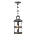Quintiesse Lakehouse Outdoor Small Chain Lantern in Aged Zinc with Driftwood Grey