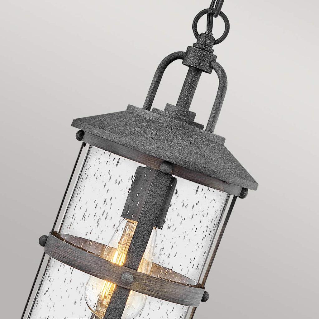 Quintiesse Lakehouse Outdoor Small Chain Lantern in Aged Zinc with Driftwood Grey