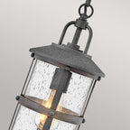 Quintiesse Lakehouse Outdoor Small Chain Lantern in Aged Zinc with Driftwood Grey