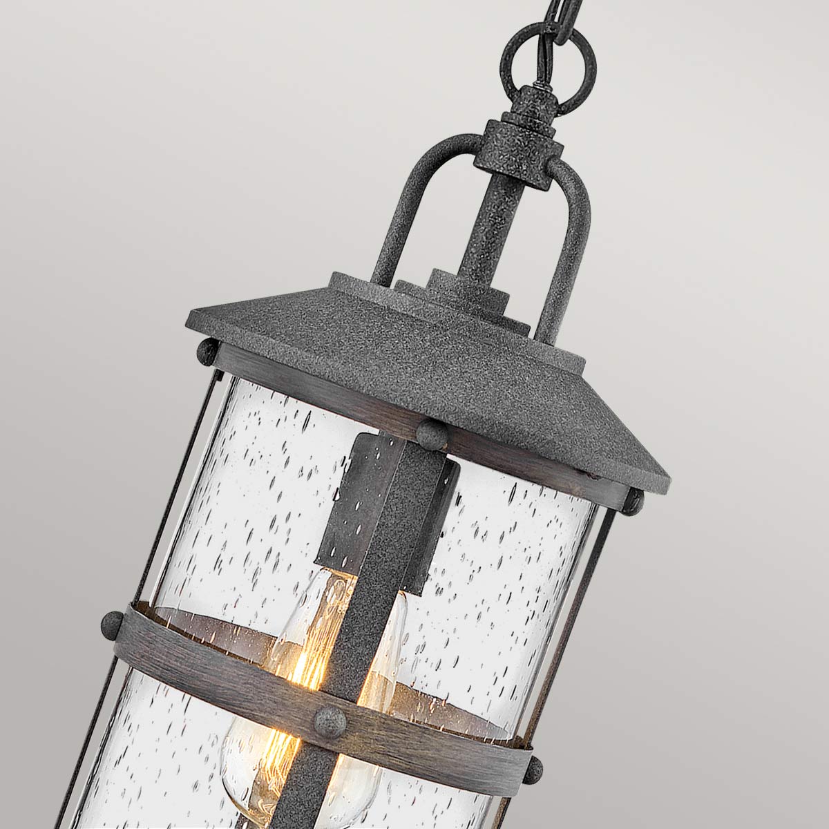 Quintiesse Lakehouse Outdoor Small Chain Lantern in Aged Zinc with Driftwood Grey