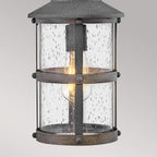 Quintiesse Lakehouse Outdoor Small Chain Lantern in Aged Zinc with Driftwood Grey