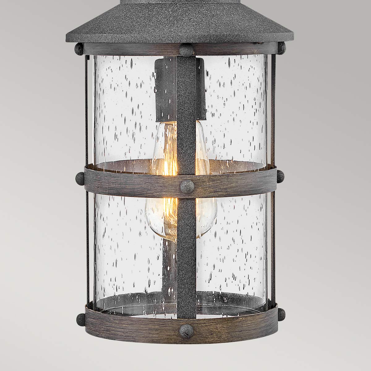 Quintiesse Lakehouse Outdoor Small Chain Lantern in Aged Zinc with Driftwood Grey