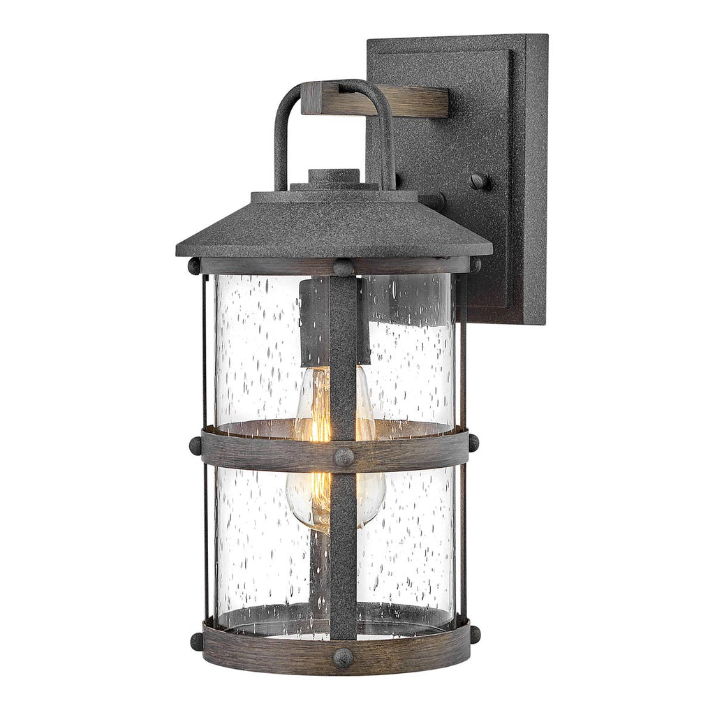 Quintiesse Lakehouse Outdoor Small Wall Lantern in Aged Zinc with Driftwood Grey