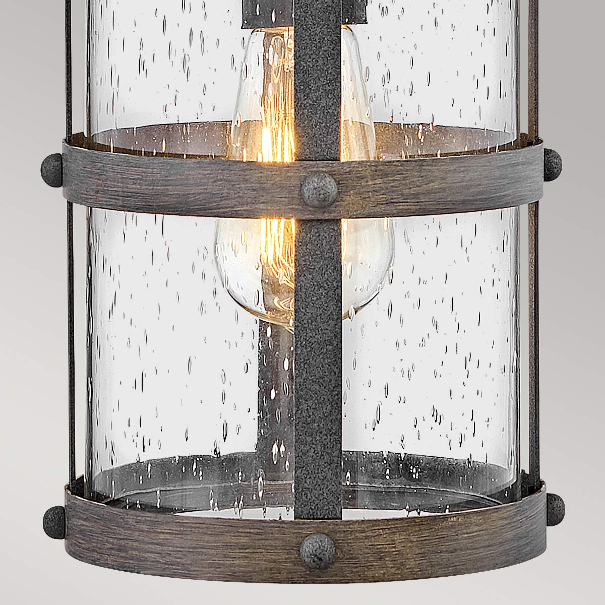 Quintiesse Lakehouse Outdoor Small Wall Lantern in Aged Zinc with Driftwood Grey