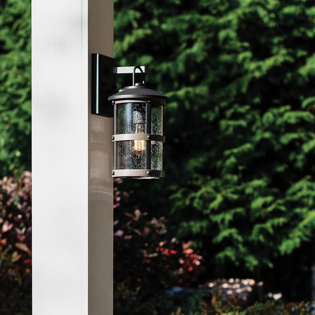 Quintiesse Lakehouse Outdoor Small Wall Lantern in Aged Zinc with Driftwood Grey