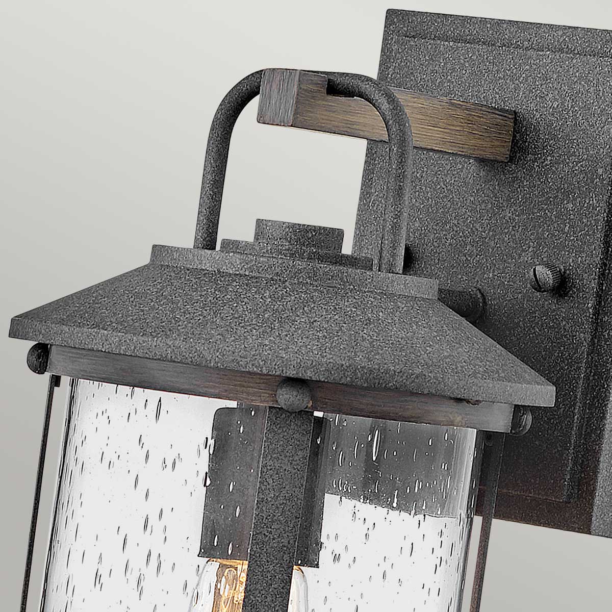 Quintiesse Lakehouse Outdoor Small Wall Lantern in Aged Zinc with Driftwood Grey