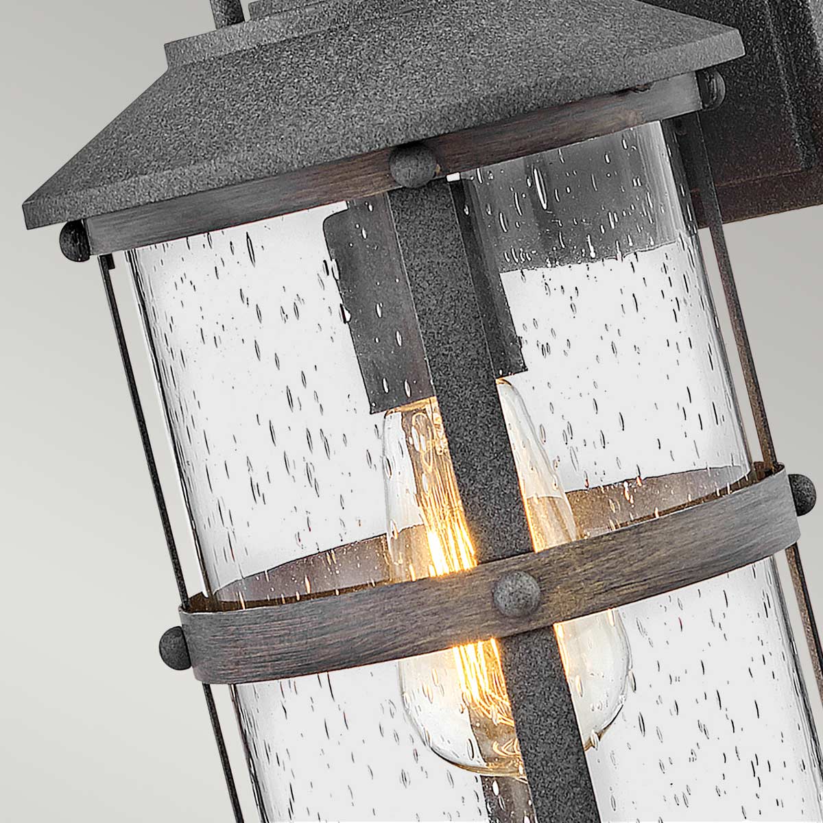 Quintiesse Lakehouse Outdoor Small Wall Lantern in Aged Zinc with Driftwood Grey
