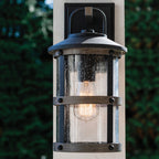 Quintiesse Lakehouse Outdoor Small Wall Lantern in Aged Zinc with Driftwood Grey