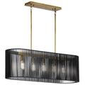Quintiesse Linara 5 Light Linear Chandelier in Black & Natural Brass