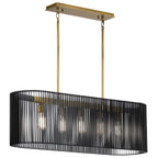 Quintiesse Linara 5 Light Linear Chandelier in Black & Natural Brass