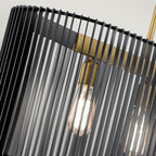 Quintiesse Linara 5 Light Linear Chandelier in Black & Natural Brass