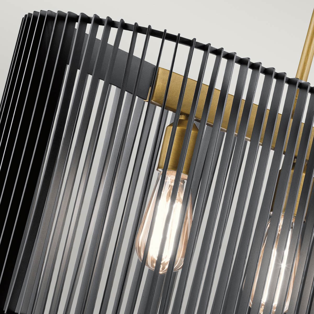 Quintiesse Linara 5 Light Linear Chandelier in Black & Natural Brass