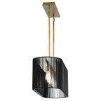 Quintiesse Linara 5 Light Linear Chandelier in Black & Natural Brass