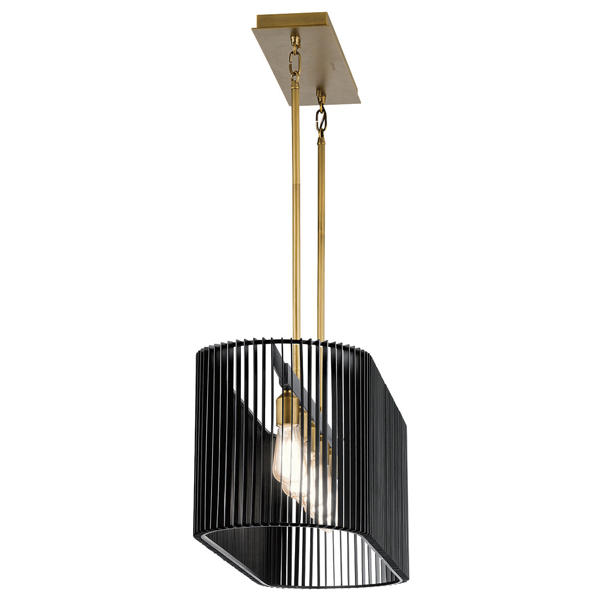 Quintiesse Linara 5 Light Linear Chandelier in Black & Natural Brass