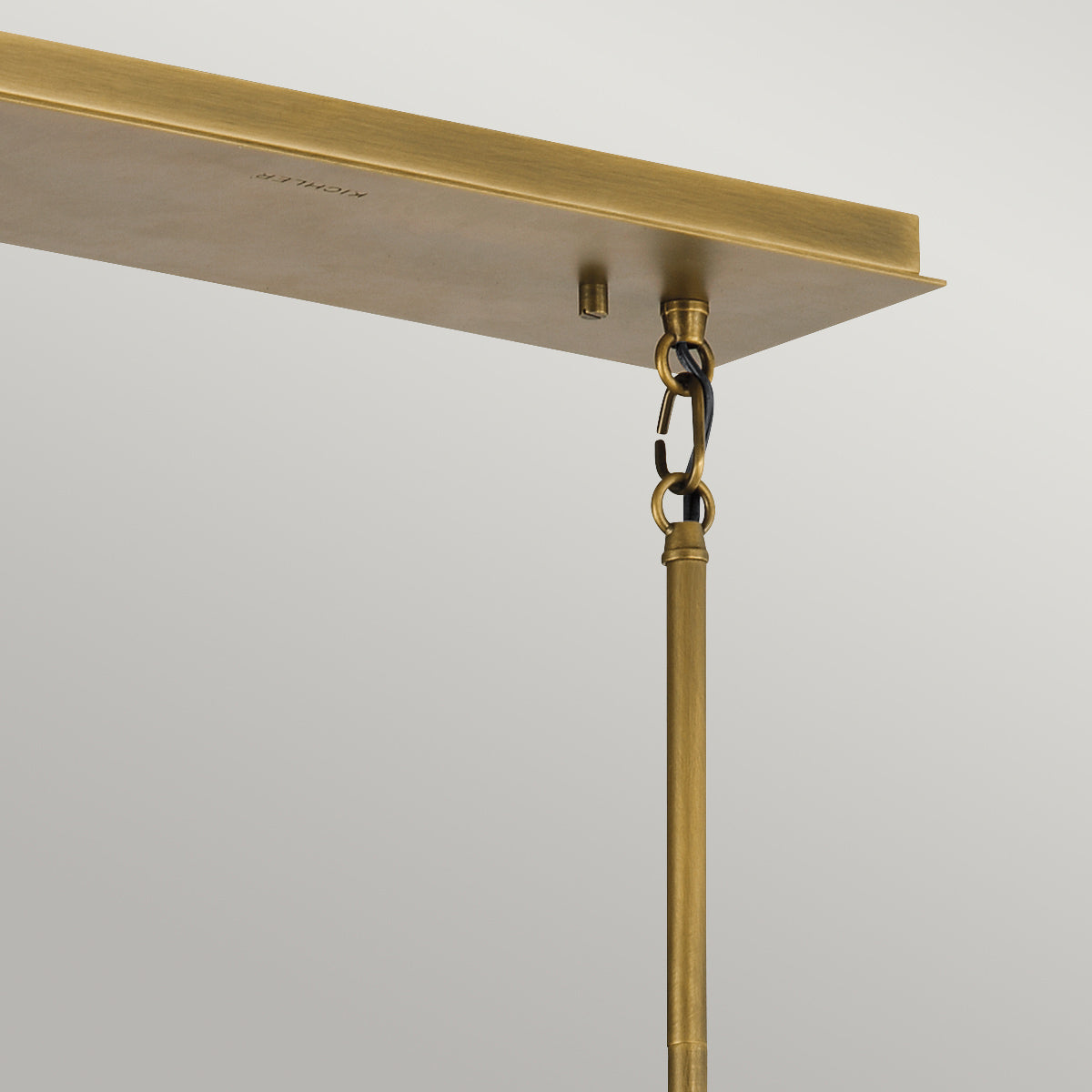 Quintiesse Linara 5 Light Linear Chandelier in Black & Natural Brass
