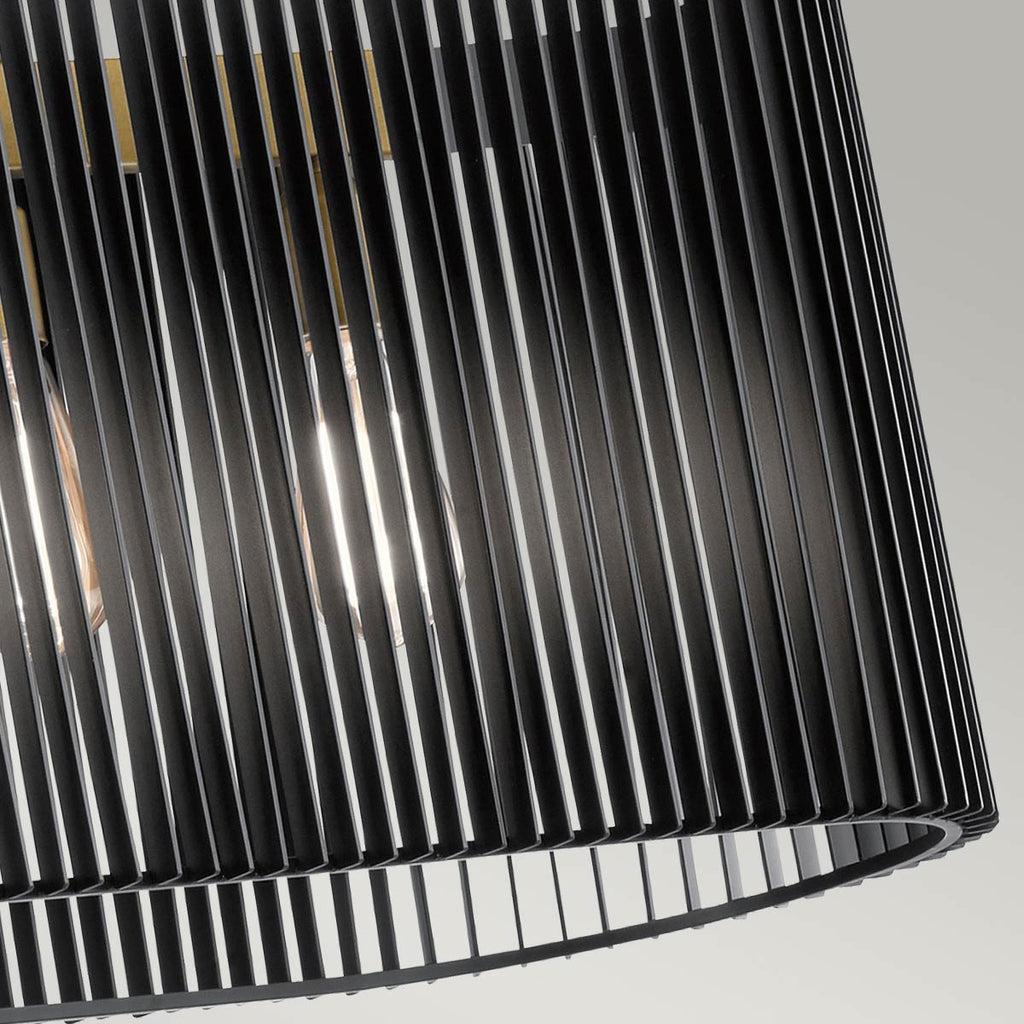 Quintiesse Linara 5 Light Linear Chandelier in Black & Natural Brass