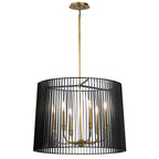 Quintiesse Linara 6 Light Pendant in Black & Natural Brass