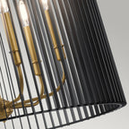 Quintiesse Linara 6 Light Pendant in Black & Natural Brass