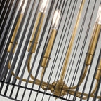 Quintiesse Linara 6 Light Pendant in Black & Natural Brass