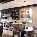 Quintiesse Linara 6 Light Pendant in Black & Natural Brass